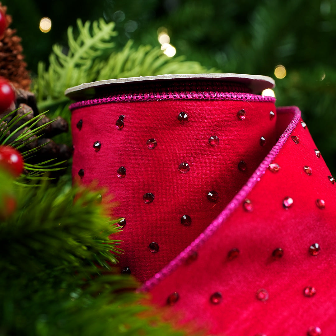 4" X 5YD Hot Pink Velvet Ribbon