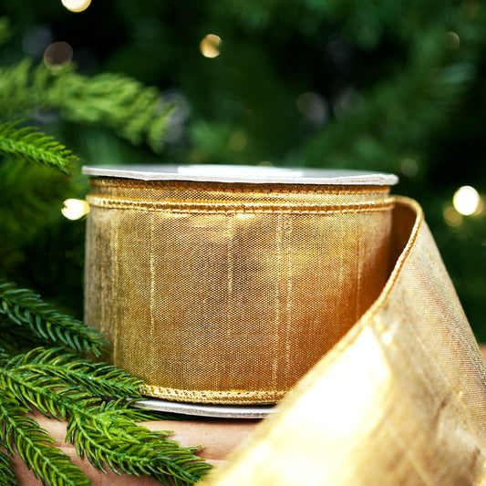 4" X 10YD Gold Metallic Ribbon