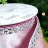 Cinta de terciopelo rosa de 10 cm x 4,5 m con ribete de joyas