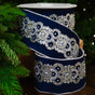 4" X 10YD Silver Navy Velvet Ribbon