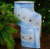Cinta de terciopelo azul de 10,16 cm x 4,57 m con perlas y joyas