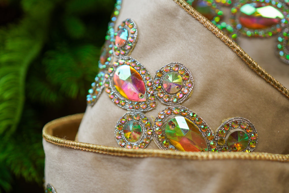 4" X 5YD Ivory Jewel Velvet Ribbon