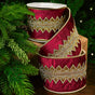 4" X 5YD Burgundy Gold Beaded Velvet Ribbon