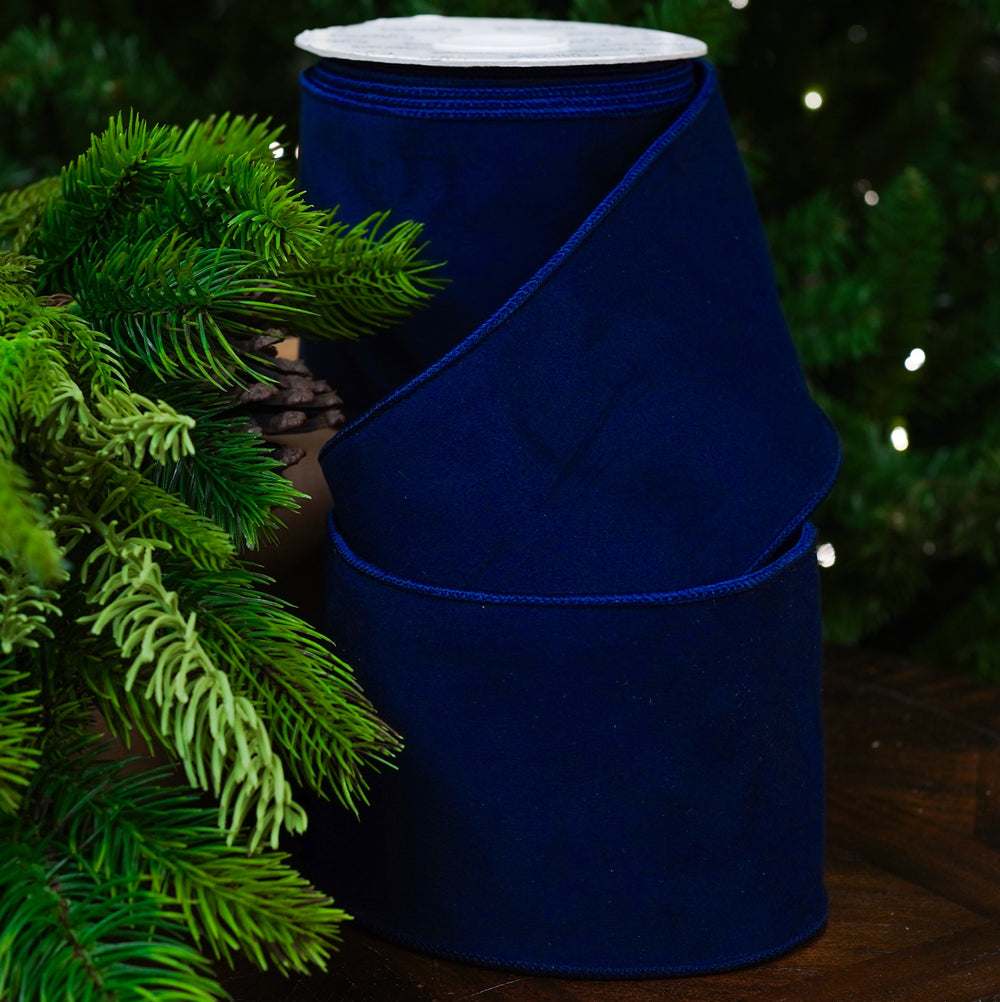 4" X 10YD Navy Velvet Ribbon