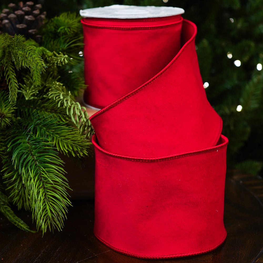 4" X 10YD Red Velvet Ribbon