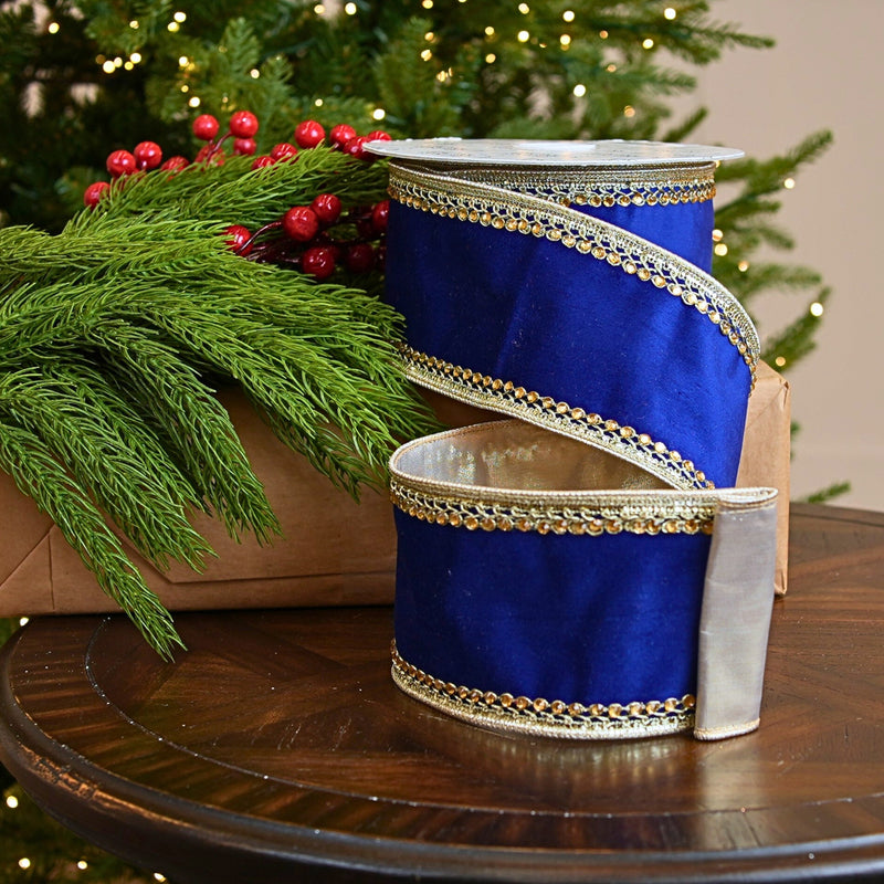 Cinta Azul Rey de 4" X 10YD con Borde Dorado