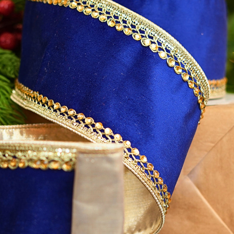 Cinta Azul Rey de 4" X 10YD con Borde Dorado