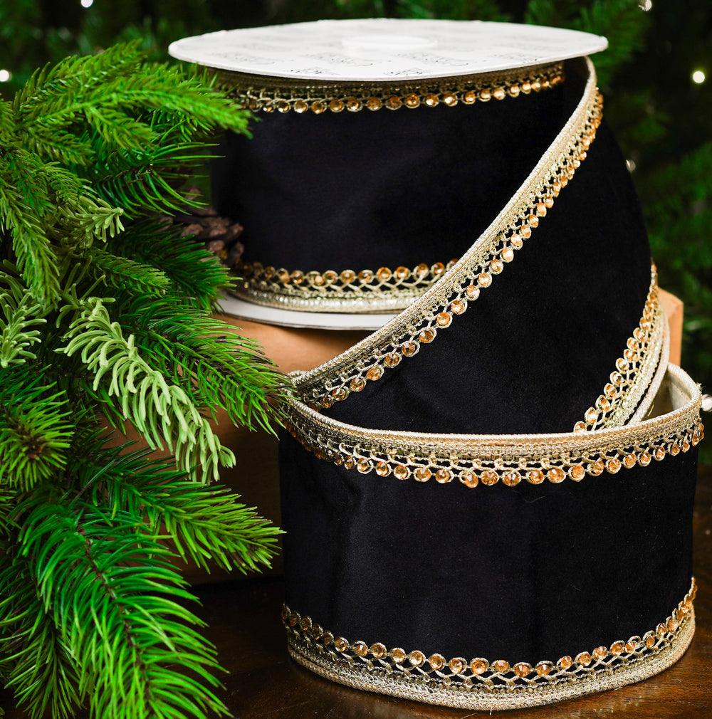 4" X 10YD Black Velvet Ribbon