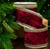 4" X 10YD Gold Burgundy Ribbon