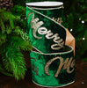 Cinta de terciopelo verde de 10 yardas x 4" con 'Feliz Navidad'
