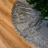 72" White Velvet Tree Skirt With Deer & Tree