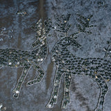 72" White Velvet Tree Skirt With Deer & Tree