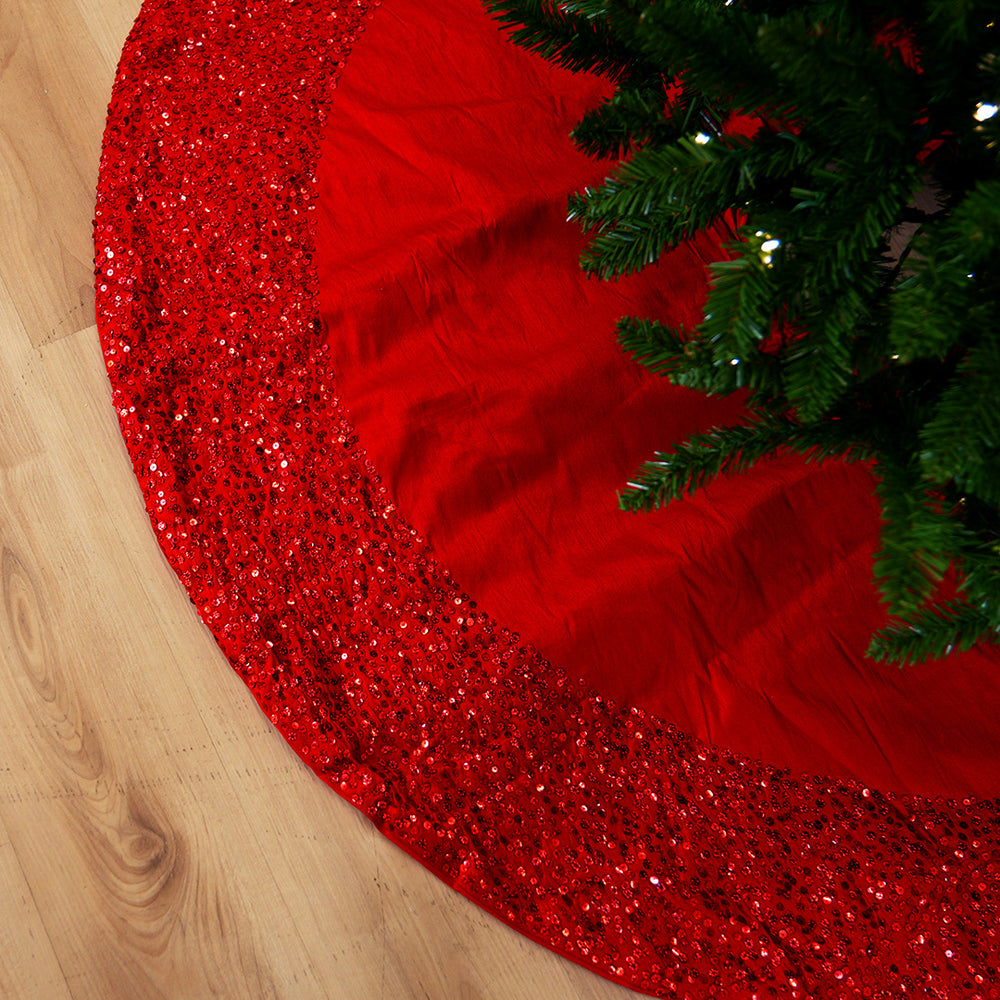 60" Red Sequin Tree Skirt