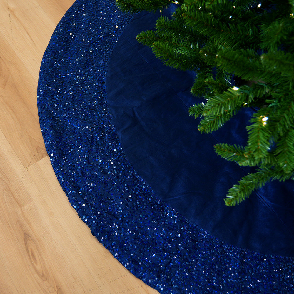 60" Navy Sequin Tree Skirt