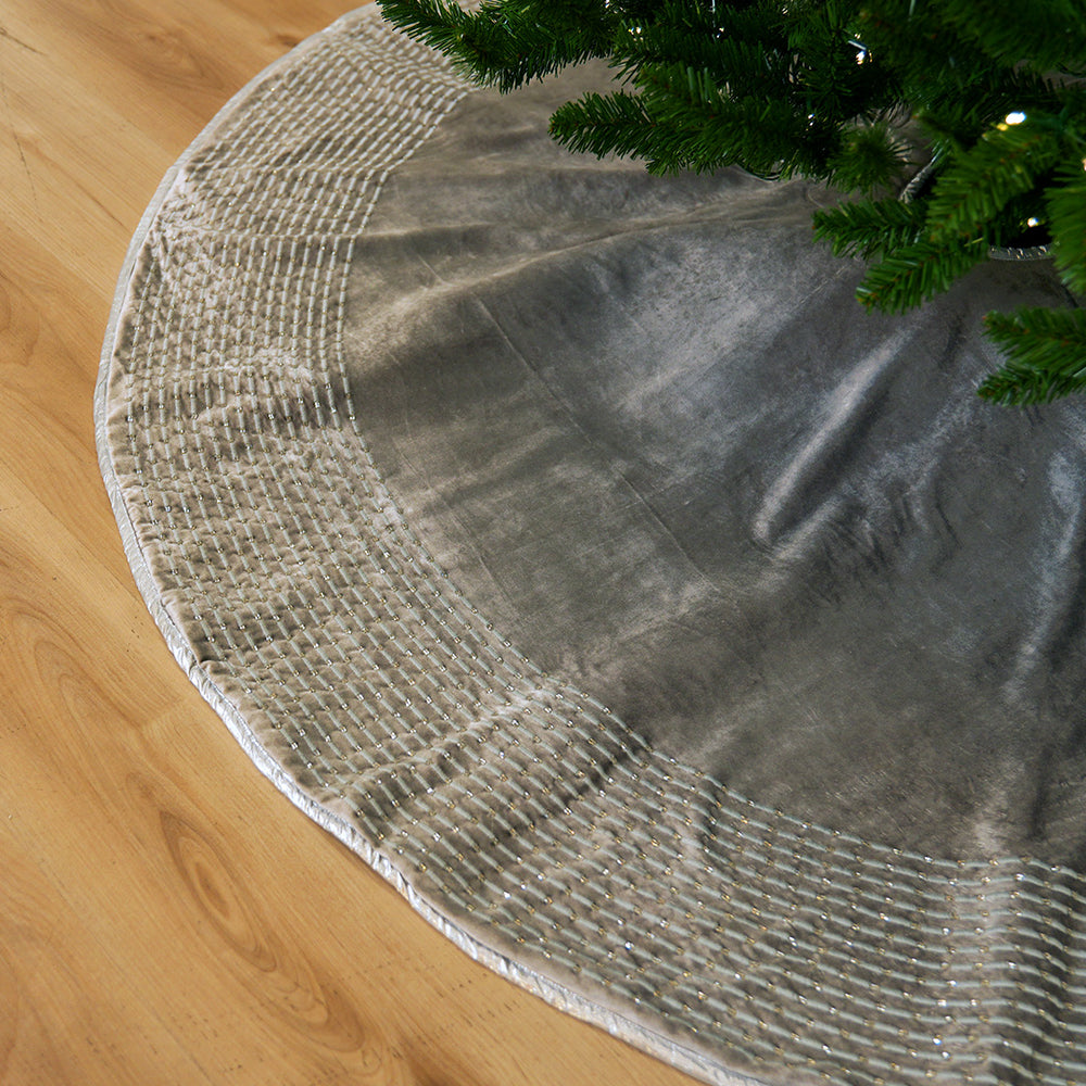 66" Grey Velvet Tree Skirt