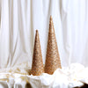 Juego de 2 árboles cónicos con joyas de flores doradas de 18 y 24 pulgadas