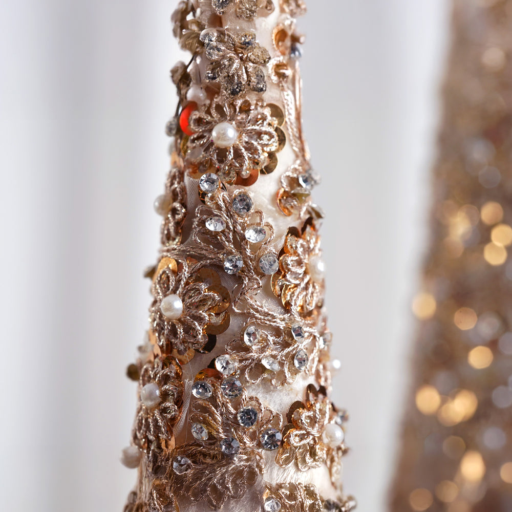 18" & 24" Gold Flower Cones Set Of 2