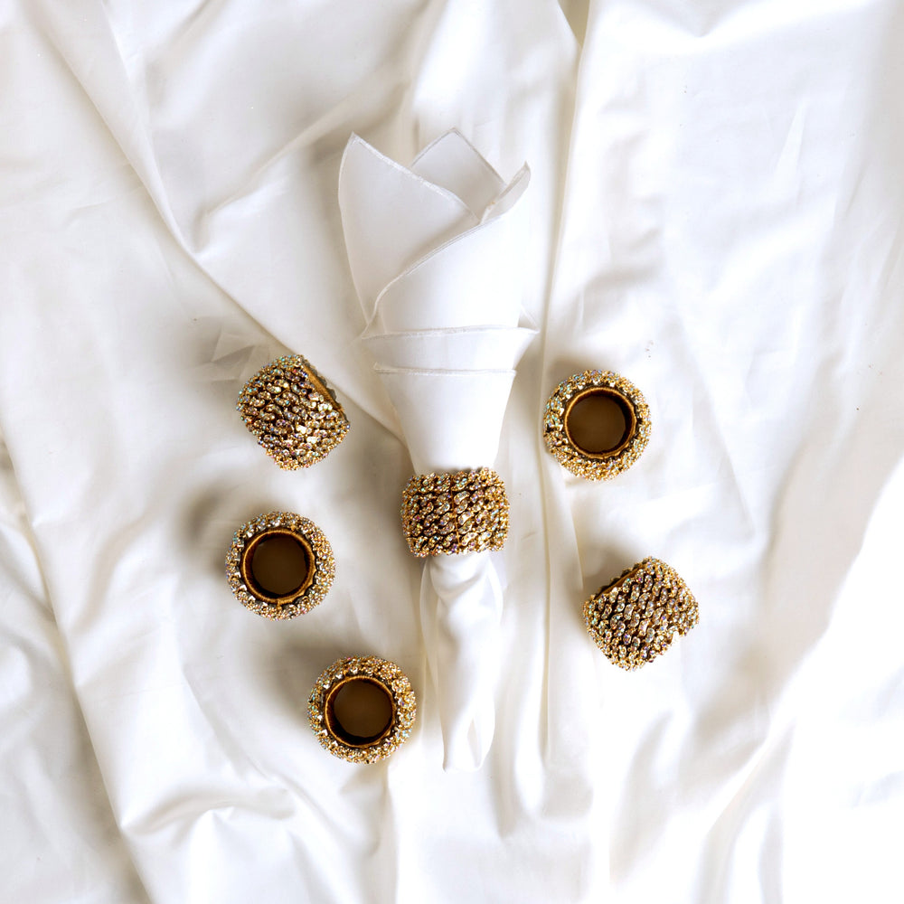 Gold Jeweled Napkin Ring Set Of 4