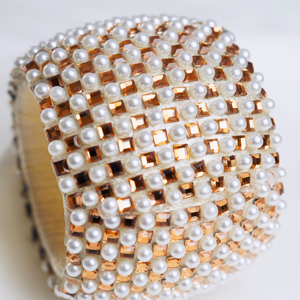 White, Silver & Pearl Napkin Ring Set Of 4