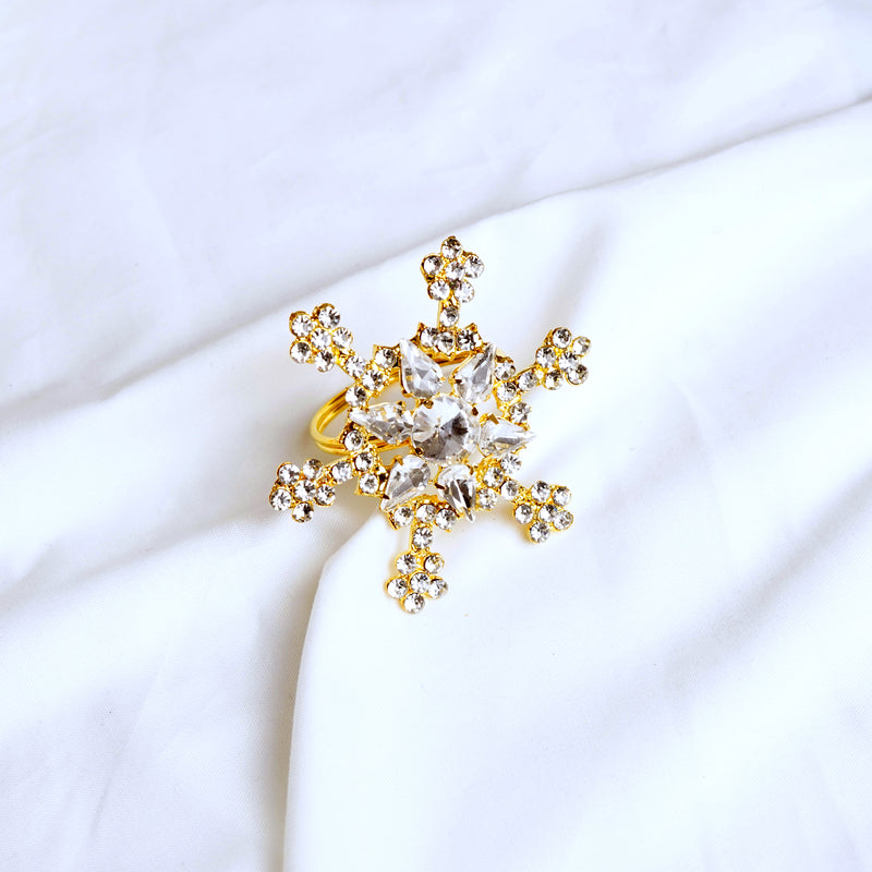 Clear, Gold Jewel Napkin Ring Set of 4