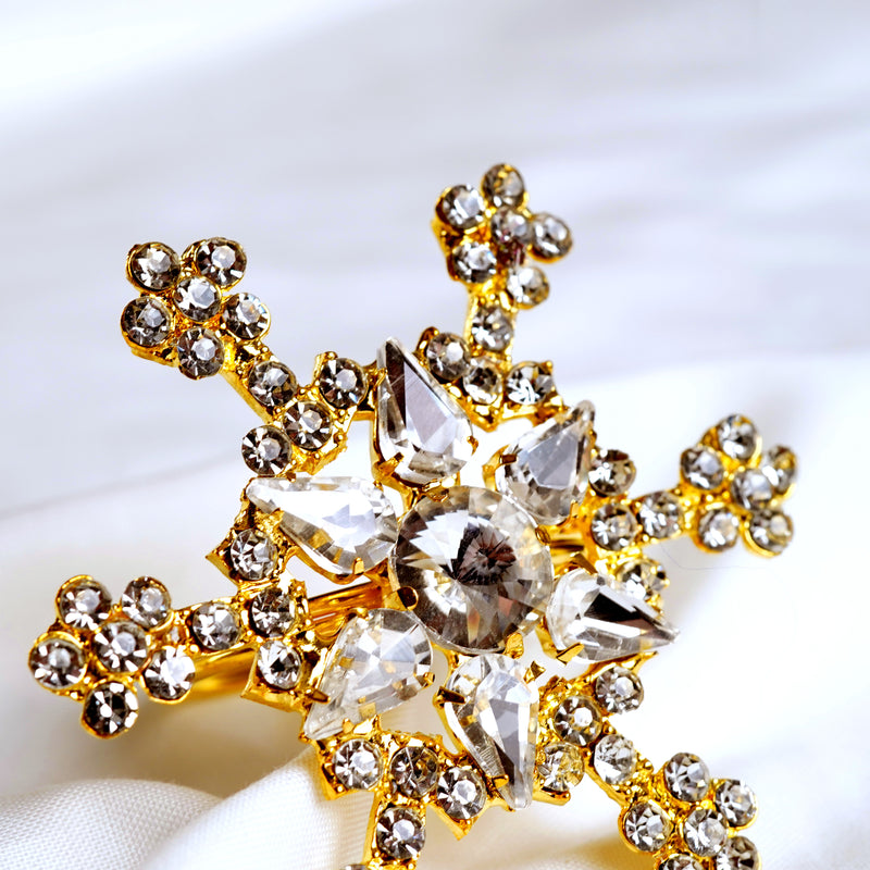 Clear, Gold Jewel Napkin Ring Set of 4