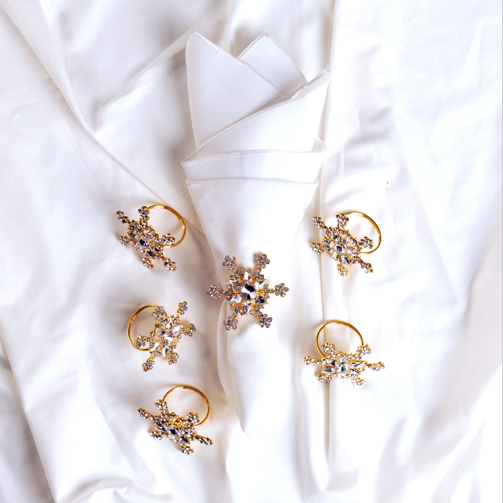 Clear, Gold Jewel Napkin Ring Set of 4