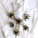 Holly Candy Cane Napkin Ring Set Of 4