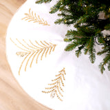 48" White Tree Skirt With Gold Tree Embroidery