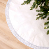 48" White Tree Skirt With Silver Edge