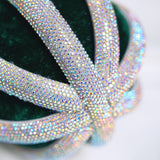 4" Green Silver Velvet Ball Ornament Set Of 6