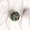4" Green Gold Beaded Velvet Ball Ornament Set Of 6