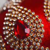 4" Red Jeweled Ball Ornament Set Of 6