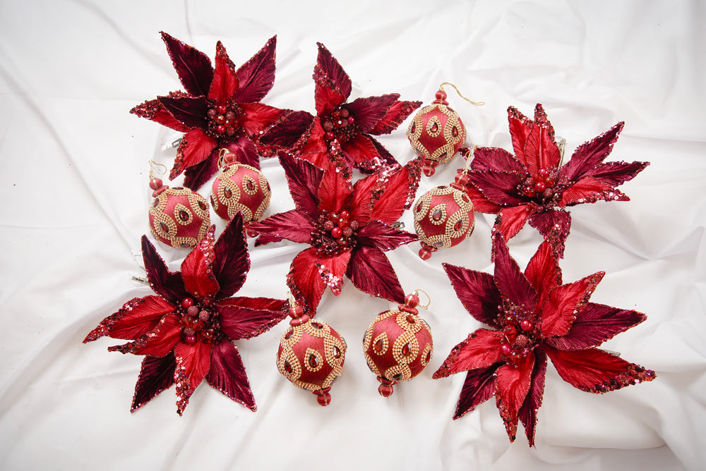 Burgundy Opulence Ornament & Flower Bundle