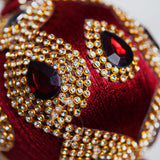 4" Burgundy Jeweled Ball Ornament Set Of 6