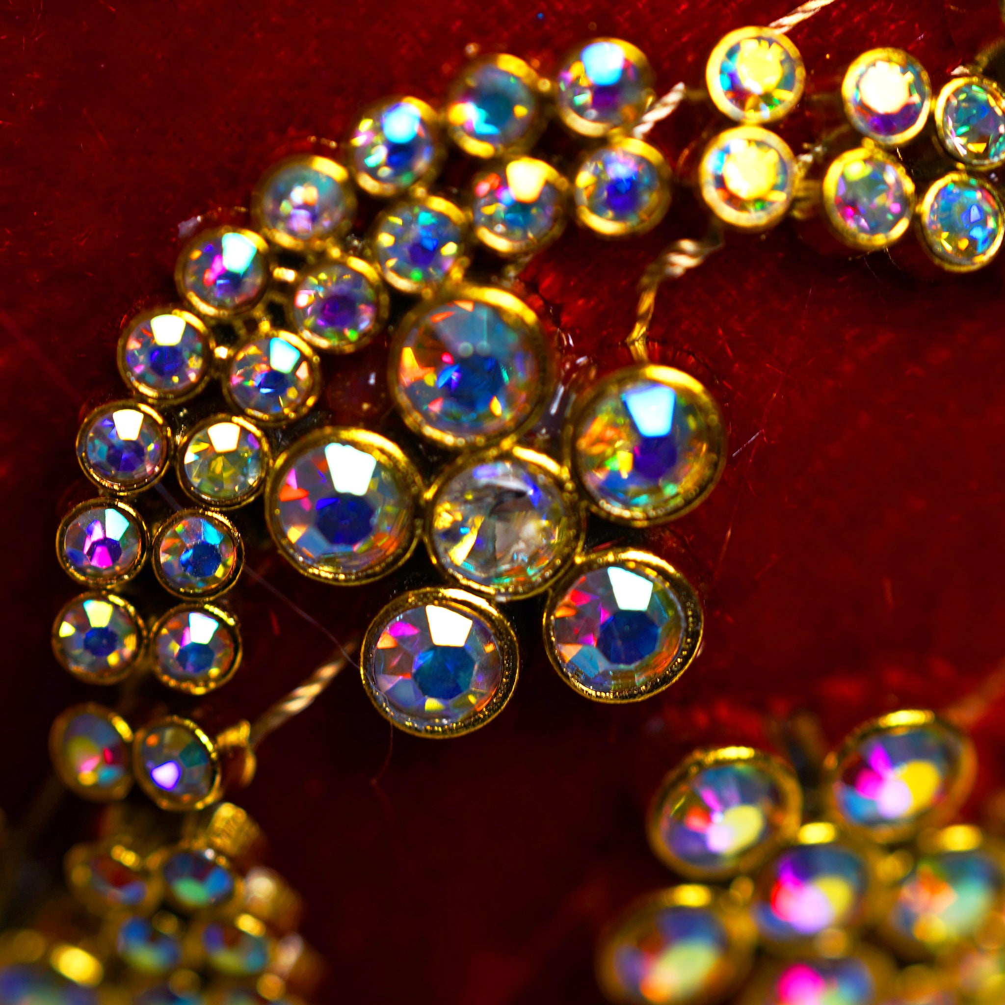 4" Red Gold Beaded Ball Ornament Set Of 6