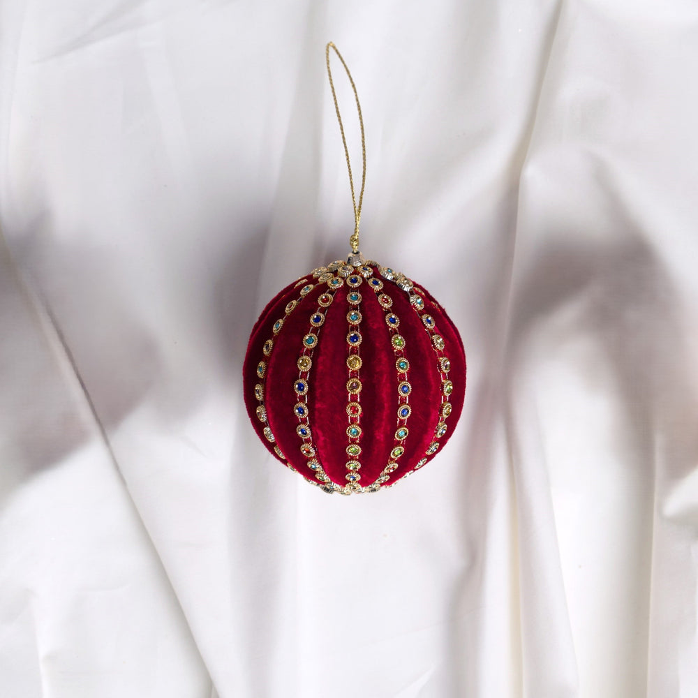 4" Red Multi Pumpkin Ball Ornament Set Of 6