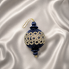 4" Blue & Silver Beaded Circle Ornament Set Of 8