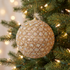 4" Gold Crystal Beaded Ball Ornament Set Of 4
