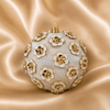 4" Ivory Velvet Ornament With Gold Flower Accents Set Of 4