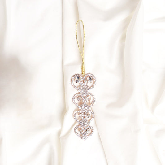 5" Gold Jewel Heart Ornament Set Of 6