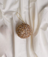 4" Gold Pearl Jeweled Ball Ornament Set Of 6