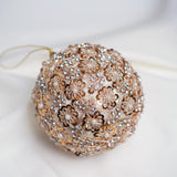 4" Gold Pearl Jeweled Ball Ornament Set Of 6