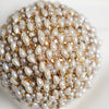 4" White Gold Pearl Ball Ornament Set of 6