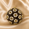 4" Brown Velvet Ornament With Gold & Ivory Flower Accents Set Of 8
