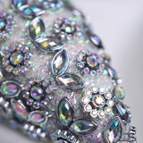 6" Silver Beaded Drop Ornament Set Of 6