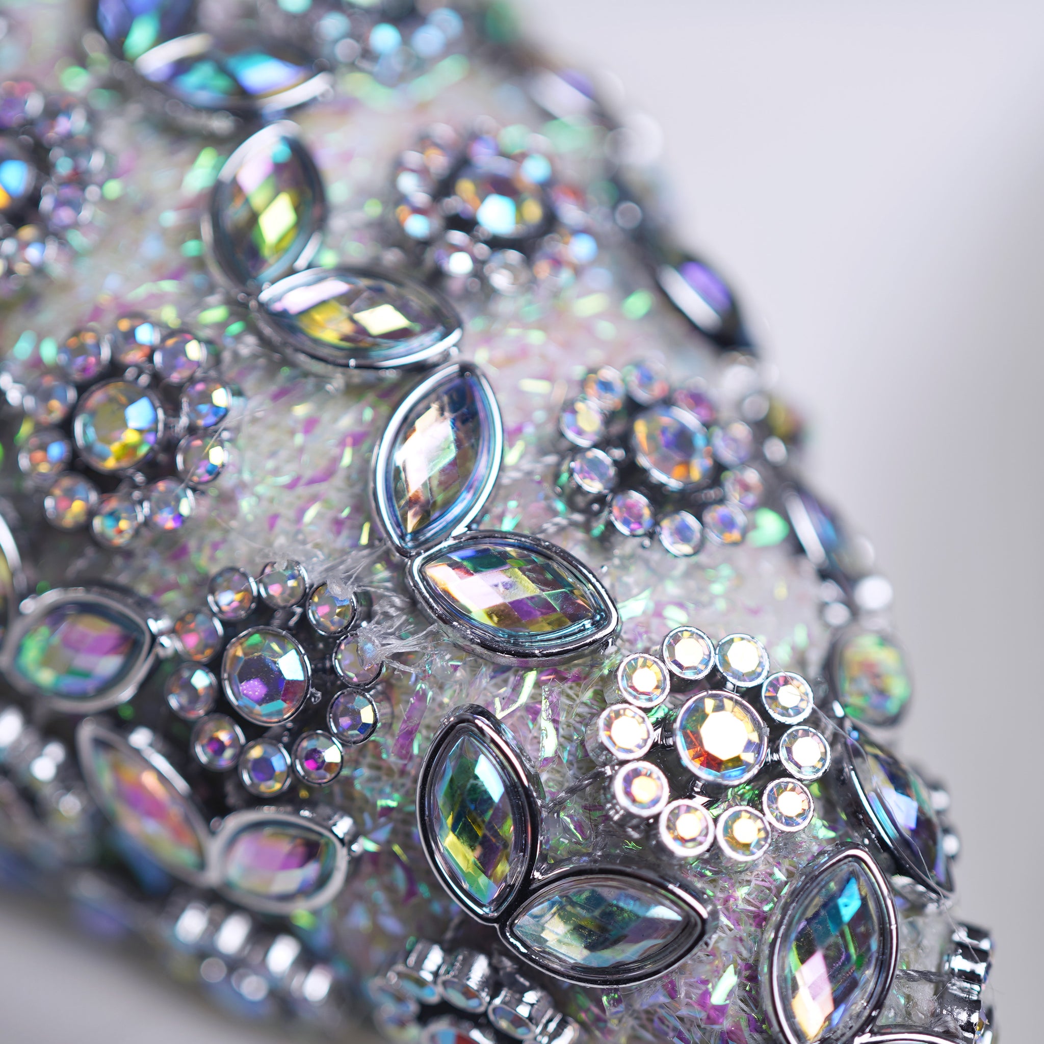 6" Silver Beaded Drop Ornament Set Of 6