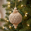 4" Ivory & Gold Beaded Circle Ornament Set Of 8