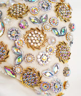 4" Ivory Jeweled Heart Ornament Set Of 6