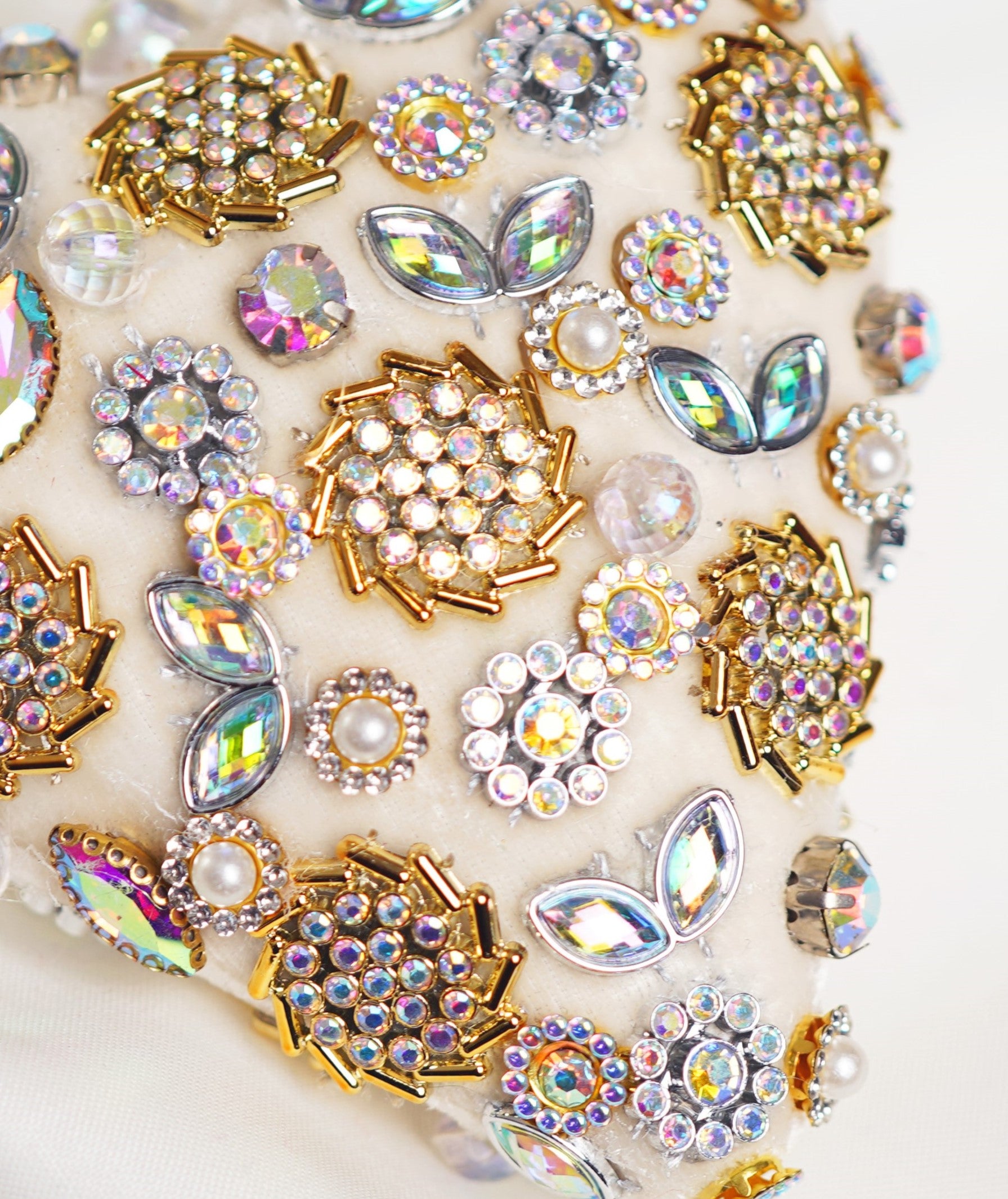 4" Ivory Jeweled Heart Ornament Set Of 6