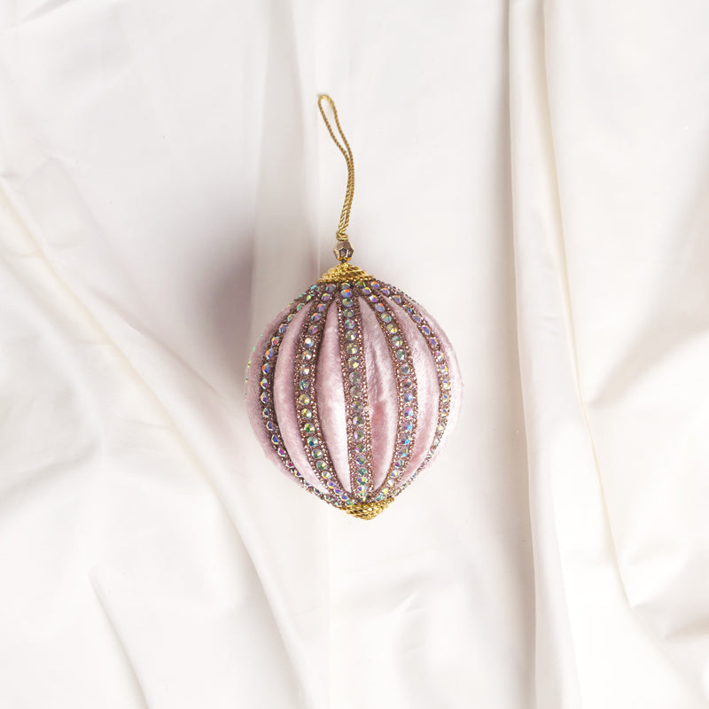 Set de 6 esferas de 10 cm con joyas rosadas